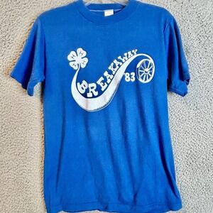 Vintage Sportswear Blue T Shirt  'Break Away 83' Biking USA Size M Single Stitch
